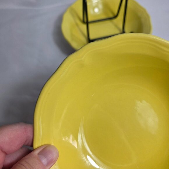 TWO Federalist by Sears Buttercup Coupe Cereal Bowls Yellow with Scalloped Edge - Picture 3 of 9